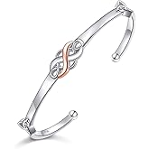 FLYOW Two Tone Irish Celtic Knot Bracelet 925 Sterling Silver Infinity Love Good Luck Irish Cuff Bangle Bracelet Birthday Valentine's Day Gifts Jewelry for Women