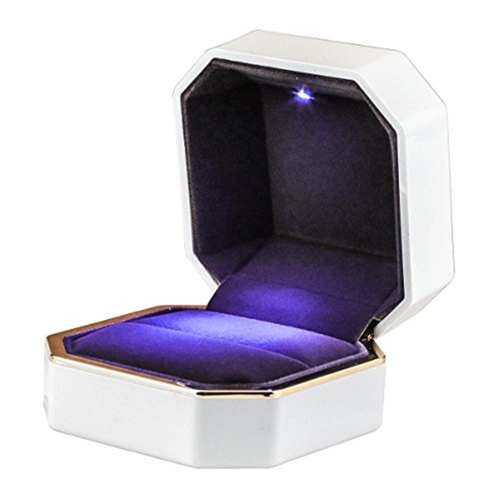 LED Jewelry Gift Box Case Elegant Velvet Necklace Pendant Box Bracelet Box with LED Light for Jewelry Display Wedding Engagment Valentine's Day White Size：2.95"x2.95"x1.97"
