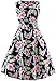 Women's Sleeveless Vintage Rockabilly Swing Hawaiian Floral Print Dress, Black, USA 2-4 (Tag S)