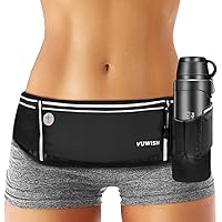 VUWISH Running Belt Fanny Pack, Adjustable Running Waist Pack Bag with Foldable Water Bottle Holder, Unisex Sport Pouch…