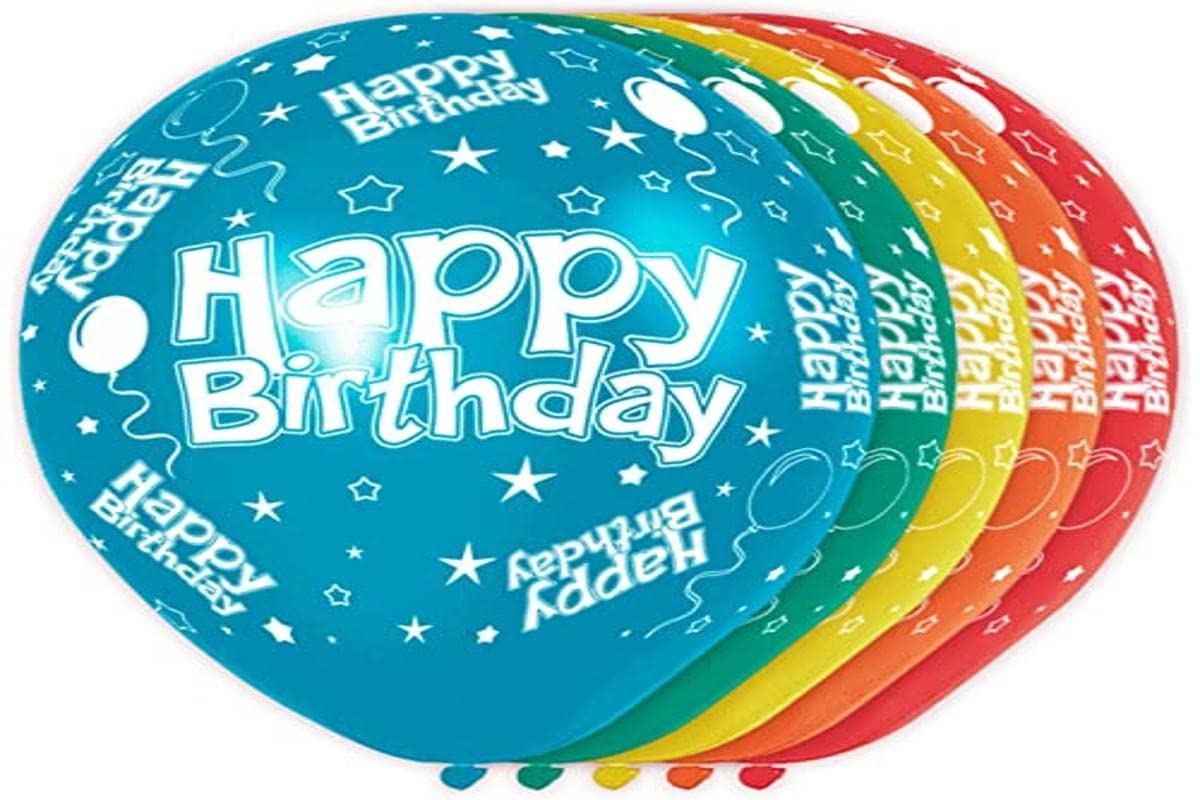 Folat 19300 Happy Birthday Balloons - 5 pieces, Multi Colors