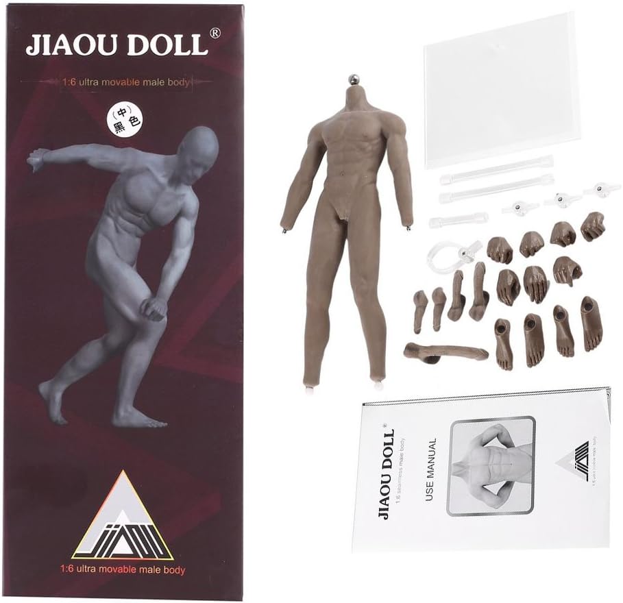 12 inch Super-Flexible Male Seamless Body with Stainless Steel Skeleton, Swarthy Complexion
