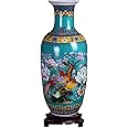 ufengke Jingdezhen Large Ceramic Floor Vase,Flower Vase Handmade Home Decorative Vase,Height 18.11"(46cm),Blue