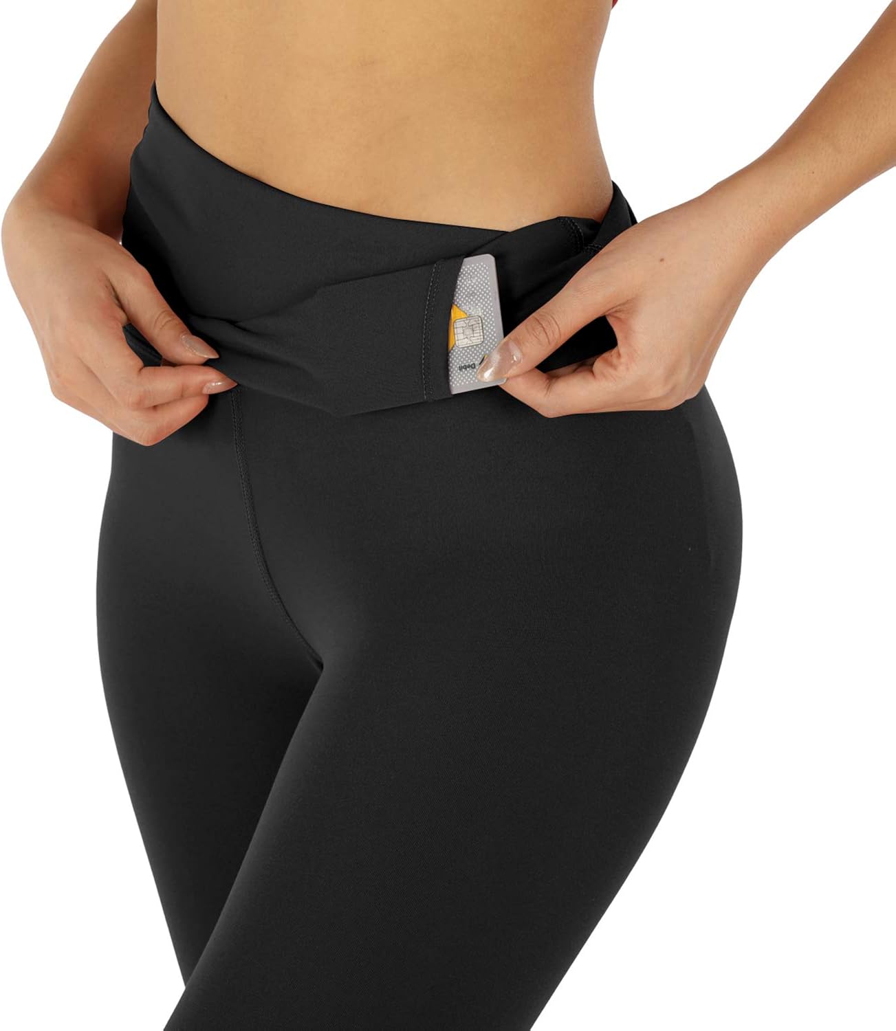 ODODOS Women's Cross Waist Yoga Capris with Inner Pocket, 7/8 Sports Workout Running Leggings -Inseam 20" / 25": Clothing