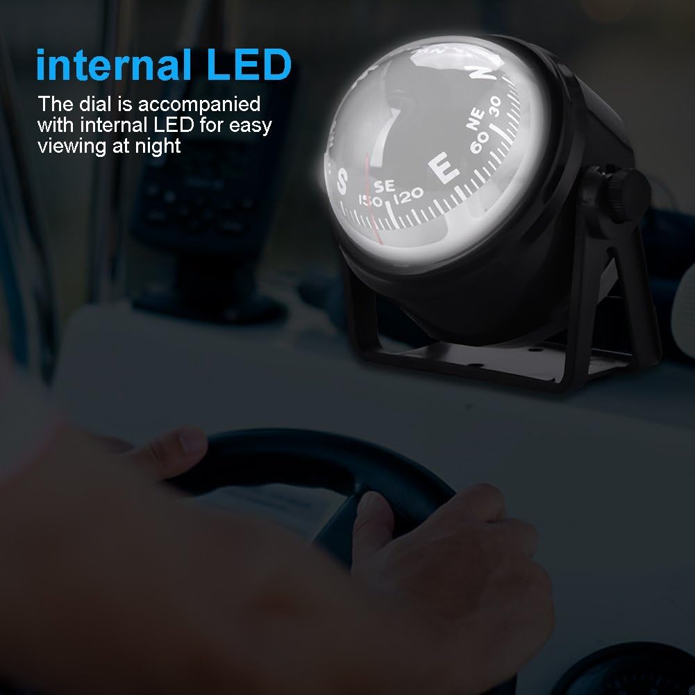 Vbestlife LED Ball Compass Outdoor High Precision Car Boat Marine Military Digital Magnetic Adjustable Compass : Sports & Outdoors