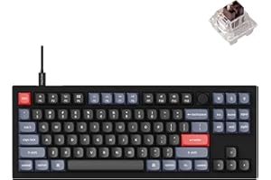 Keychron V3 Wired Custom Mechanical Keyboard Knob Version, TKL QMK/VIA Programmable with Hot-swappable Keychron K Pro Brown Switch Compatible with Mac Windows Linux Carbon Black (Non-Transparent)