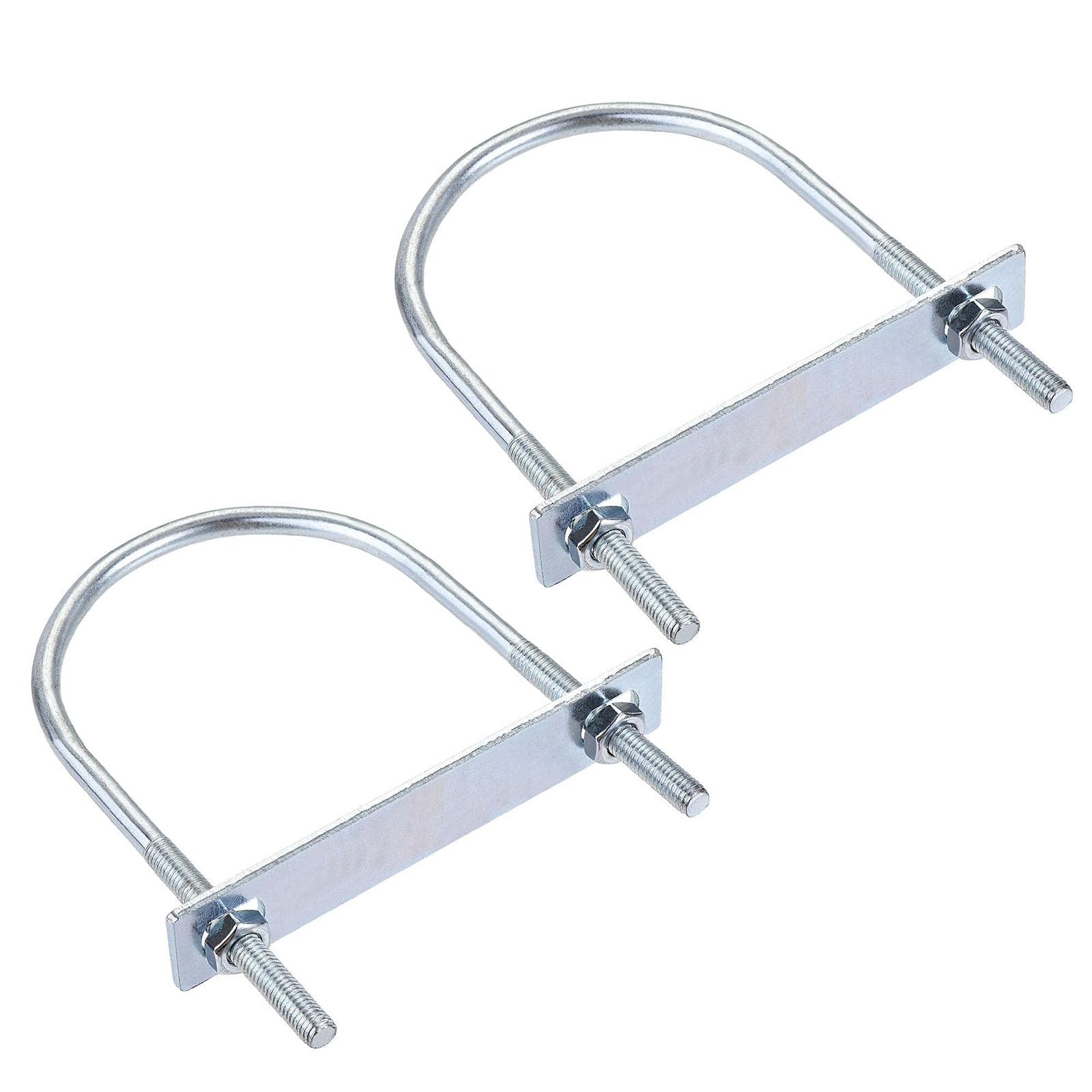 TA-VIGOR 2 sets M8 Round U-Bolts, 90mm Inner Width 150mm Length Steel U-Bolts with Nut, Plate for Attaching Piping Conduit Cable Tube Brackets Boat Trailer