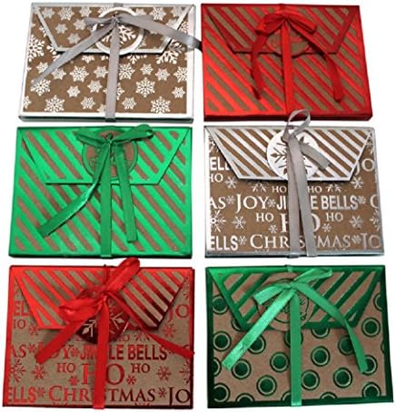 Christmas Kraft Foil Gift Card Holders- Assorted Holiday Designs -(18 Count}
