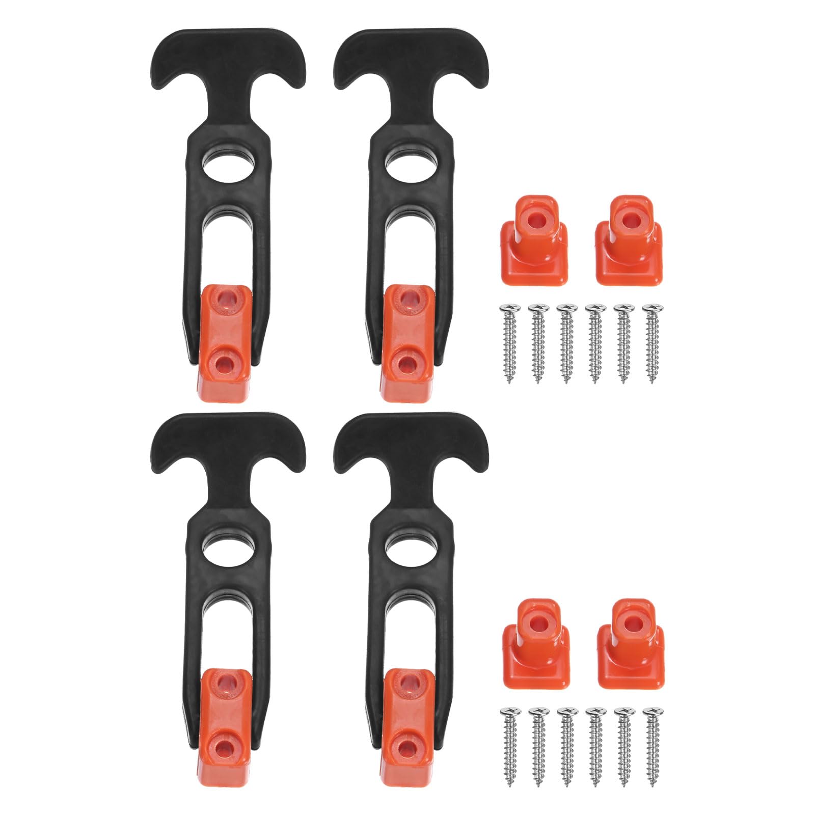 M METERXITY 4-Pack T-Handle Rubber Flexible Draw Latches,3.9" Flexible Draw Latches Flexible T-Handle Hasp Rubber with Screws for Toolbox/Golf Cart/Vehicle Engine/Cooler/Hood [Black Orange]