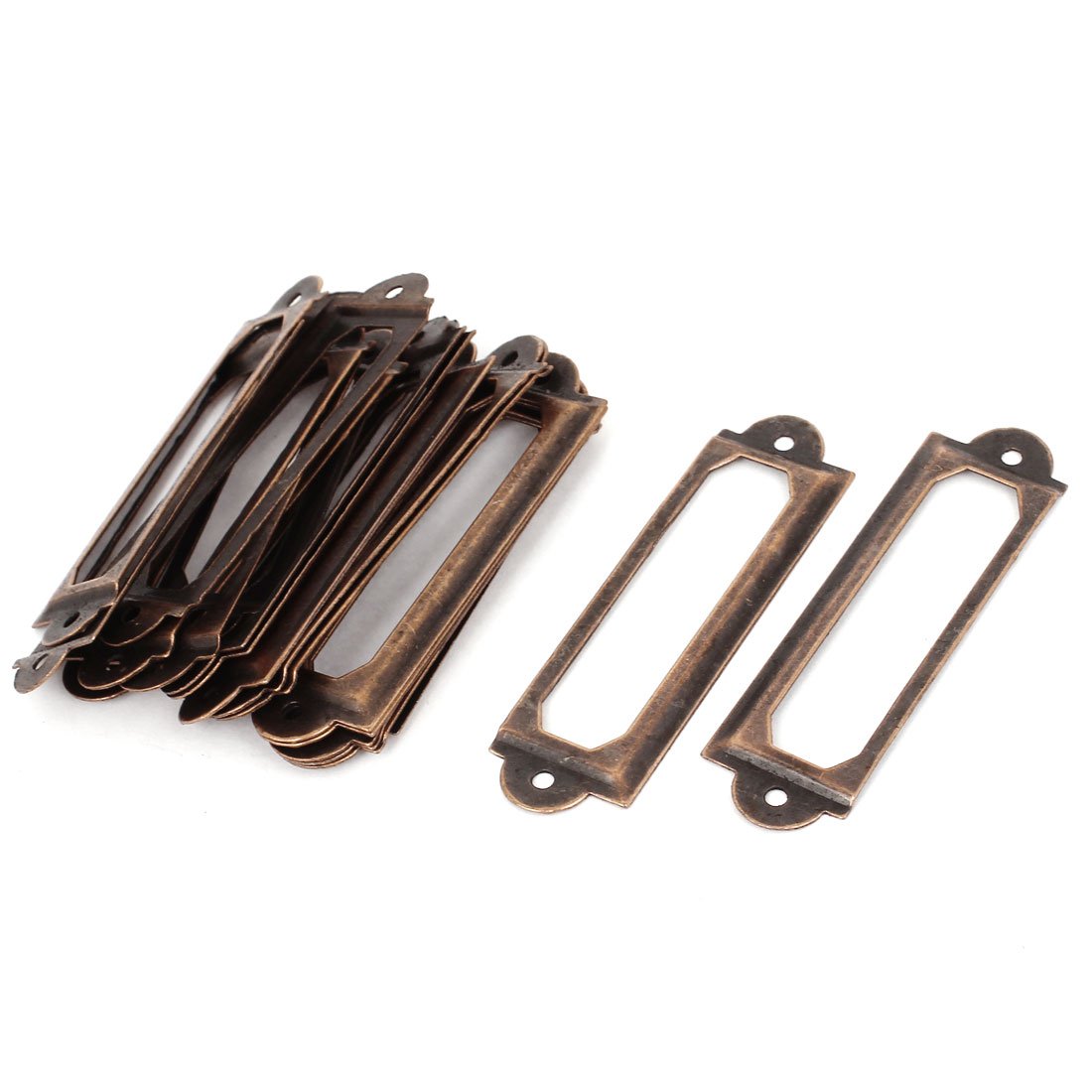 sourcing map Office Library 60x17mm File Drawer Tag Label Holder Copper Tone 20 Pcs