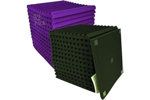 48 Pack 12 inch X 12 inch X 1 inch Acoustic Panels Studio Soundproofing Foam Wedge Tiles, (24Black+24purple)