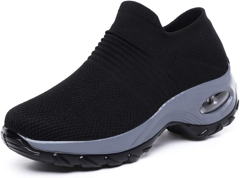 Womens Walking Shoes Breathable Fashion Mesh Sneakers Slip On Trainers