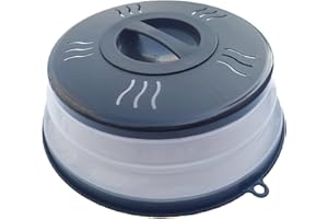 XGHJ Microwave Splatter Cover Vented for Food, Microwave Plate Cover Splatter Guard & Colander, Fruit Vegetables Drainer with Hook Hole, Dishwasher-Safe,BPA-Free Silicone & Plastic (Black)