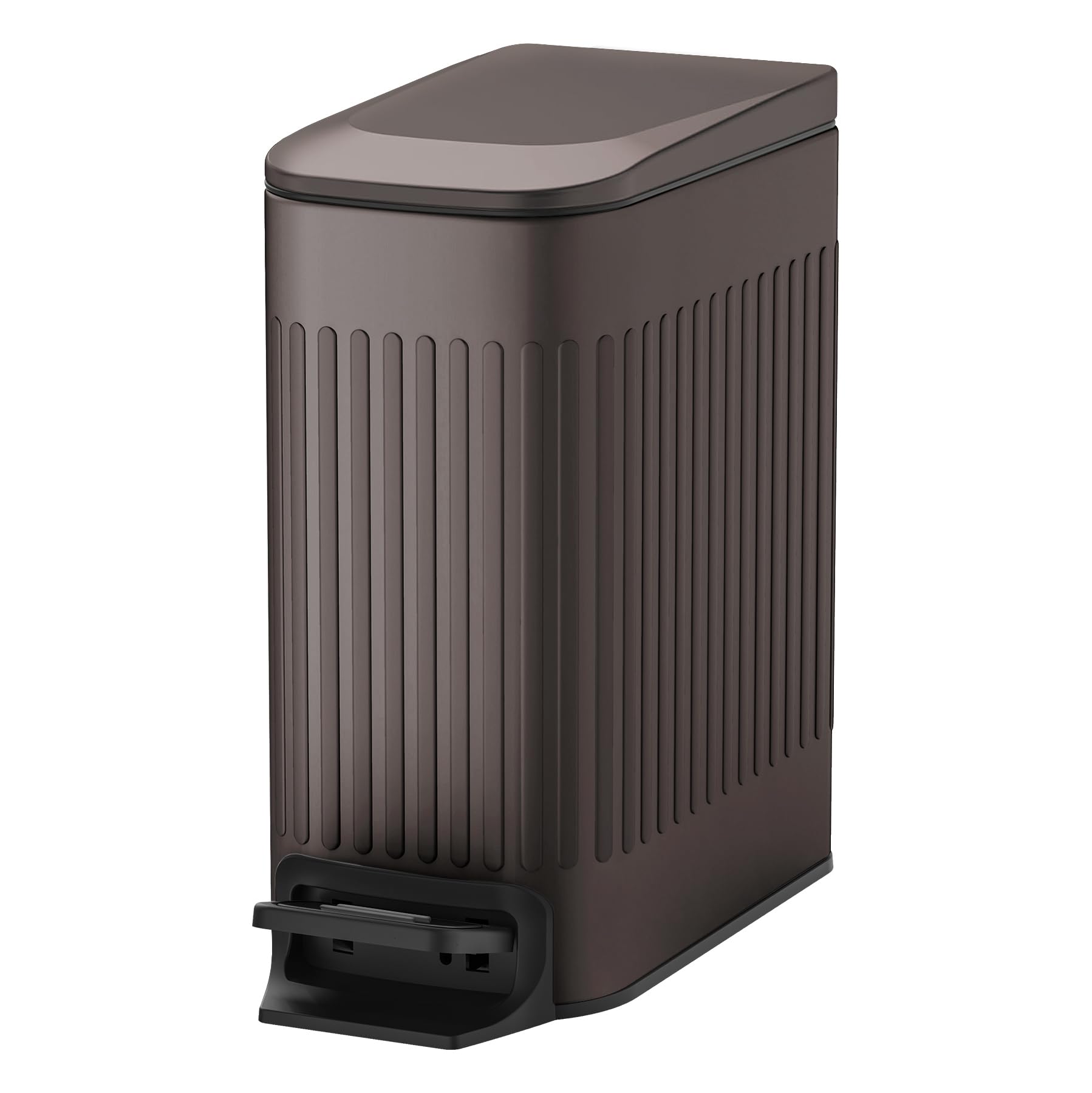 Photo 1 of TIPGO Slim Bathroom Trash Can with Lid Soft Close, Step Pedal, 6 Liter / 1.6 Gallon Stainless Steel Trash Bin, Small Garbage Cans for Bedroom, Office, Kitchen (Brown)