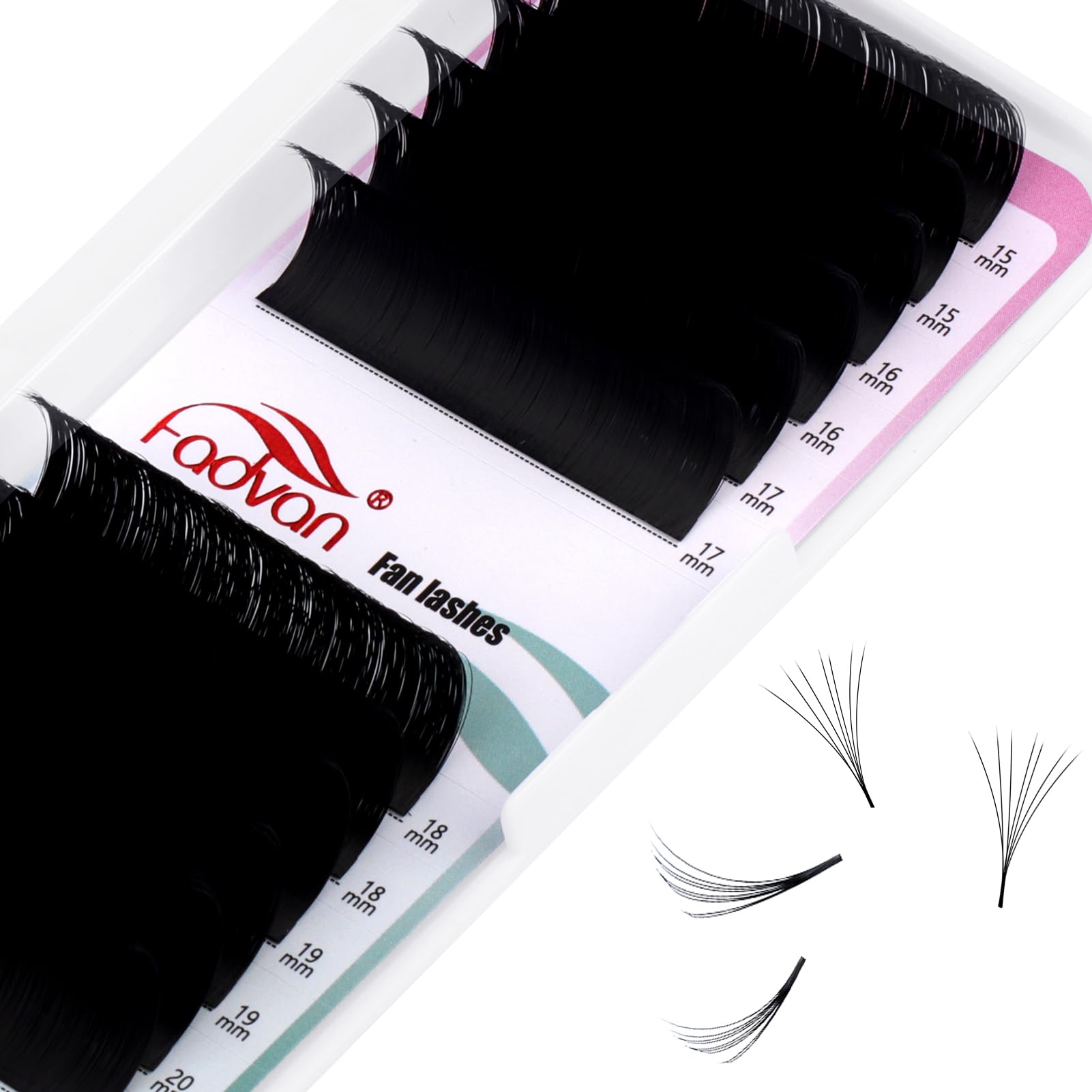 FADVAN Easy Fan Lashes Self Fanning Volume Russian Eyelash Extensions 0.07D Curl Mixed 15-20mm Automatic Blooming Volume Easy Fan Lashes (0.07-D-1520)