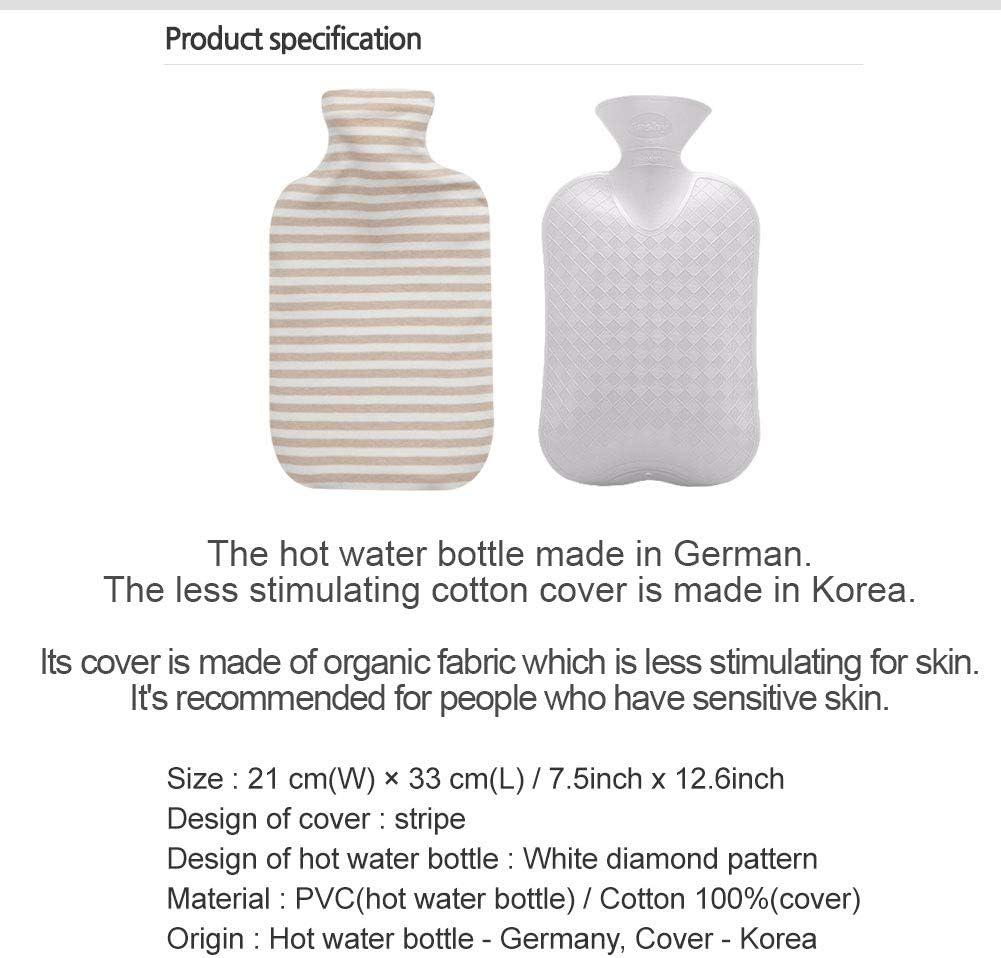 Fashy Hot Water Bottle with Organic Cotton Cover (Ivory, 67oz): Health & Personal Care