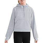 Weixinbuy Girls Hoodies Kids Sweatshirt Half Zipper Pullover Crop Tops for Teen Girls Long Sleeve Fall Clothes 7-14 Years