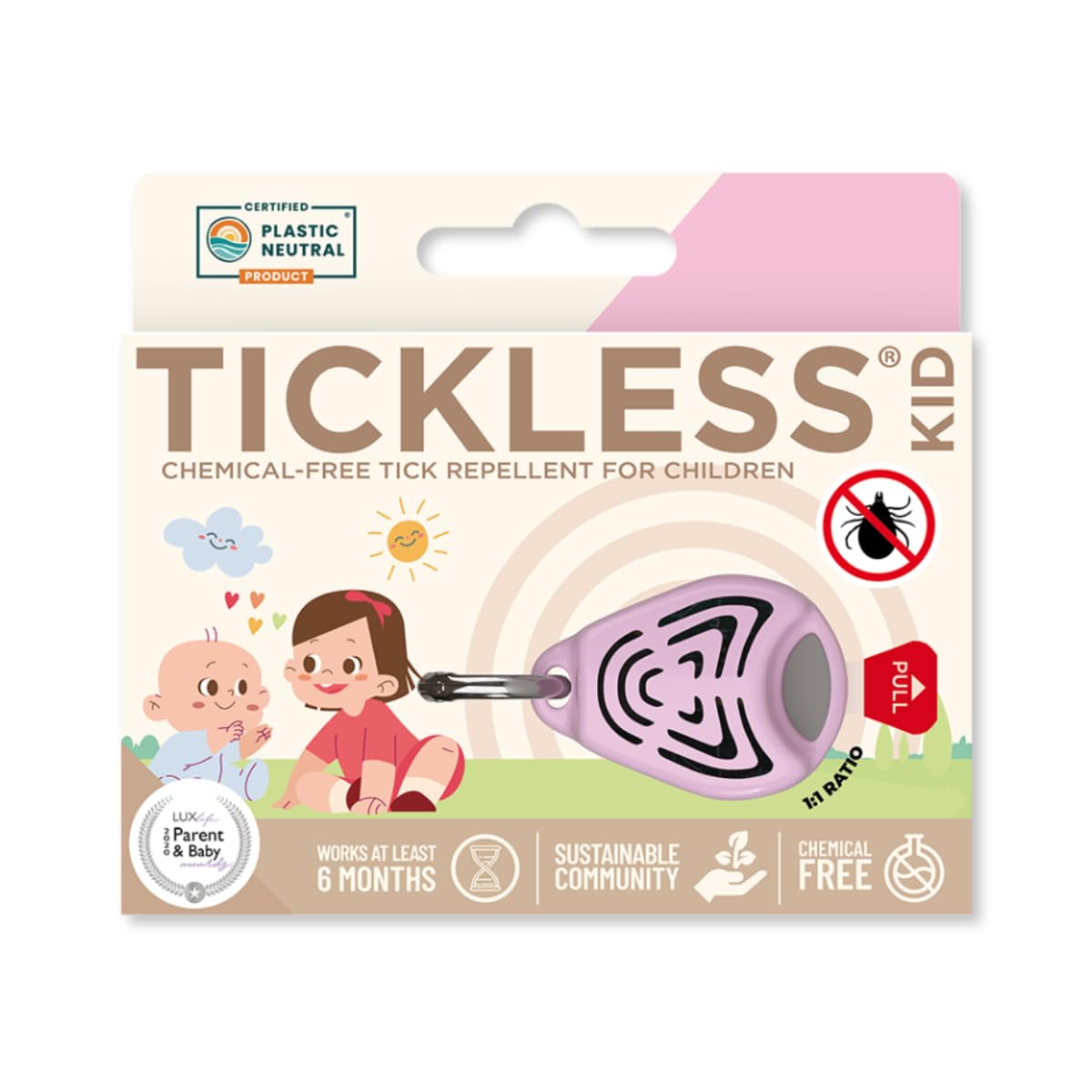 Tickless Baby - Chemical-Free ultrasonic Natural tick Repellent for Children - Pink