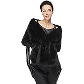 BEAUZSUZSANA Women 1920s Faux Fur Shawl Wrap Stole Shrug Winter Bridal Wedding Scarf Party Cover Up for Evening Dresses