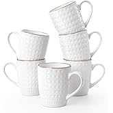 famiware Coffee Mugs Sets for 6, 12 oz Mug Set, Coffee Cups with Handle for Coffee, Tea, Cocoa and Milk, Microwave and Dishwasher Safe, White Circle