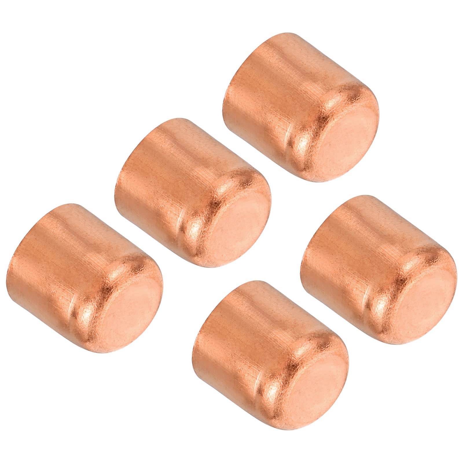 PATIKIL 3/8 Inch (10mm) ID Copper Pipe End Cap, 5 Pack Copper Fitting Cap Sweat Plug Solder Connection for Plumbing HVAC Air Conditioner