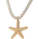 POYAMUSE Elegant Beach-Inspired Starfish Necklace for Women, Chunky Rope Choker Necklace with Gold Starfish Pendant, Seaside Necklace Jewelry for Summer Vacations and Coastal Getaways