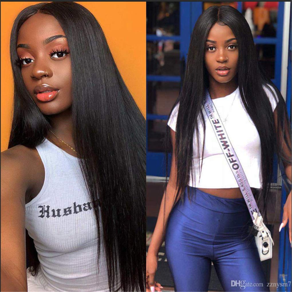 18 Inch Lace Front Wigs Human Hair Brazilian Straight Human Hair Wigs for Black Women 13x4 Lace Frontal Wigs Pre Plucked Natural Hairline with Baby Hair Natural Black