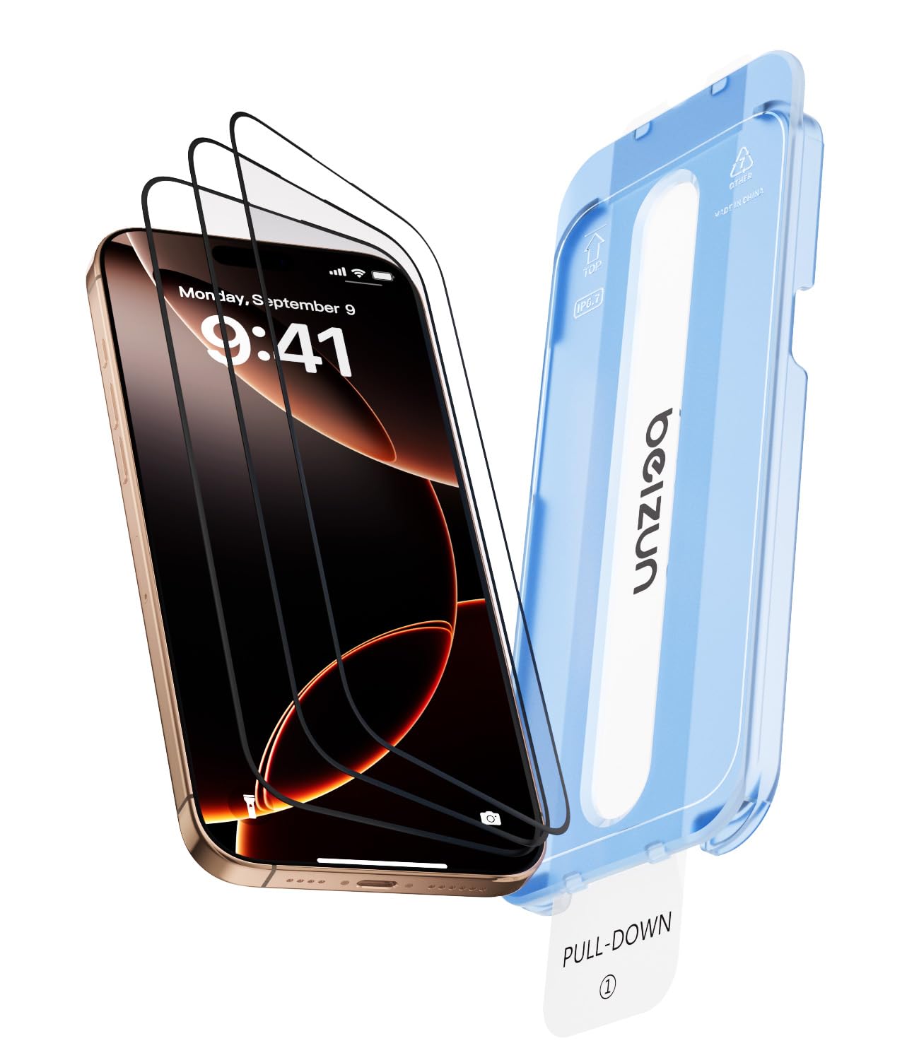 Photo 1 of Beizun Screen Protector For iPhone 16 Pro Max, 9H+ Tempered Glass, Bubble-Free Install, Dust-Free Tray, 3D Full Coverage, Anti-Scratch/Drop, Anti-Fingerprint, Case Friendly, 3-Pack