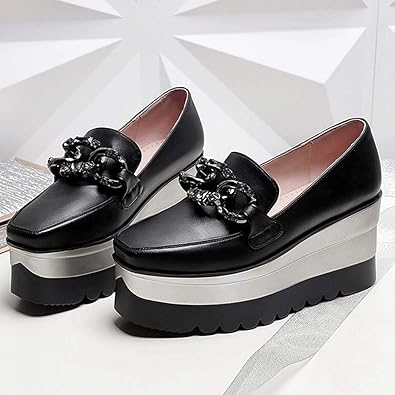 women's slip on summer loafers platform flat wedge casual shoes