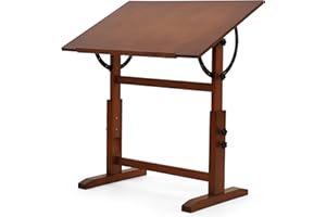 VISWIN Wood Drafting Table for Adults, 24'' x 35" Drawing Table with Adjustable Height & Angle for Art Studio, Solid Pine Wood Artist Desk for Drawing, Drafting, Writing, Reading, Sketching