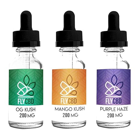 FLY CBD 3 X 200mg -10ml PURPLE HAZE, MANGO KUSH & OG KUSH-Kein tabak oder nikotin Verkäufe unter 18 jahren verboten GRATIS VE
