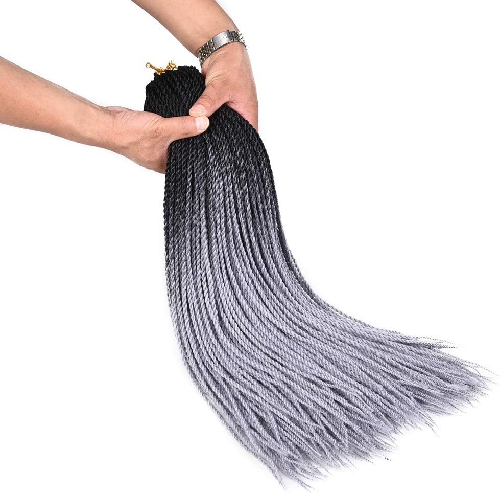 AliRobam Hair 24Inch 30Strands 6Packs Senegalese Twist Crochet Braids Hair Extensions 100g Ombre Kanekalon Synthetic 2S Crochet Braid Hair For Black Women
