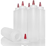 Plastic Squeeze Condiment Bottles with Red Tip Cap 16-ounce Set of 6 Wide Mouth by Pinnacle Mercantile …
