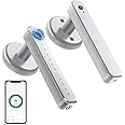 Fingerprint Door Lock Door Knob with Keypad Keyless Entry Door Lock with Handle for Home Hotel Office Apartment Bedroom Silver