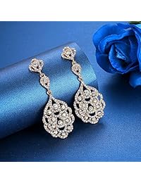 Mecresh - Pendientes colgantes para novia, con cristales de imitación