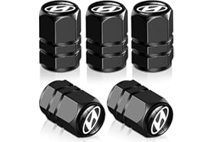 PBLONGMIN 5pcs Tire Valve Stem Caps,Car Tyre Parts,for Hyundai Elantra Sonata Tucson Santa Fe Genesis Equus Azella Decoration Accessories, Aluminum Alloy Stem Cap,xd-Black