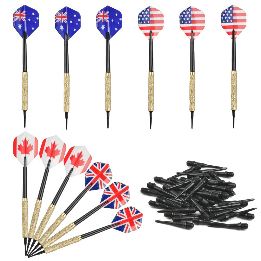 "N/A" 12 Pcs Brass Darts Sets,Soft Tip Darts with 36 Soft Tip Points for Electronic Dartboards,for Every Rec Room Bar & Game Room