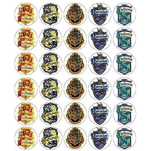 30 X Edible Cupcake Toppers Harry Potter Houses Of Hogwarts School Of