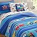 Wildkin Kids Cotton Full Comforter Set – Lightweight, Fits Full Mattress, 2 Pillow Shams Included - Trains, Planes, and Trucks
