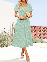 ZESICA Women's Summer Boho Floral Midi Dresses 2025