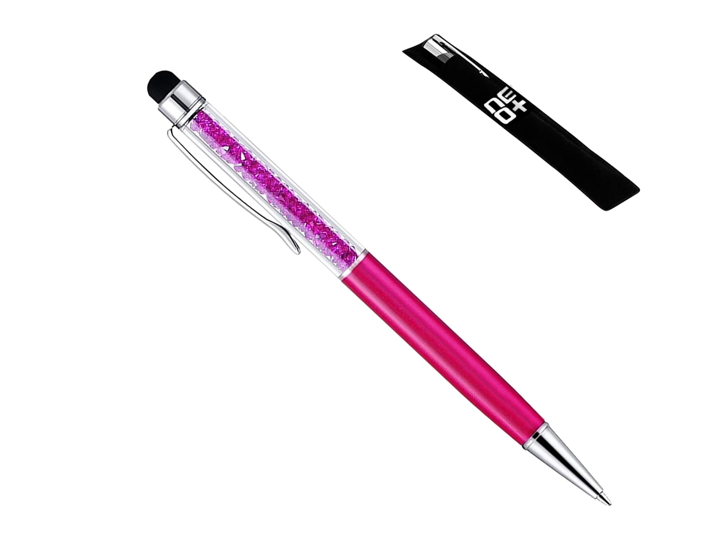 Neo + Touchscreen input pen and ballpoint pen with Swarovski crystals, 2-in-1 function, with 2 replacement mines. FUSIA