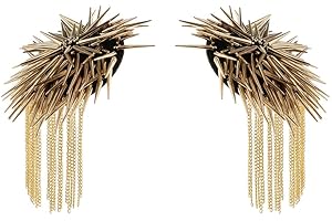 FRECI Pair of Shoulder Epaulet Shoulder Rivet Tassel Epaulet Board Link Chain Badge Epaulettes, Golden, Medium