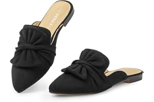 MUSSHOE All-Season Women's Mules：Pointed Toe Backless Loafers：Comfortable Slip-on Dressy Casual Office Business Flat Shoes for Working Women Aged 25-45