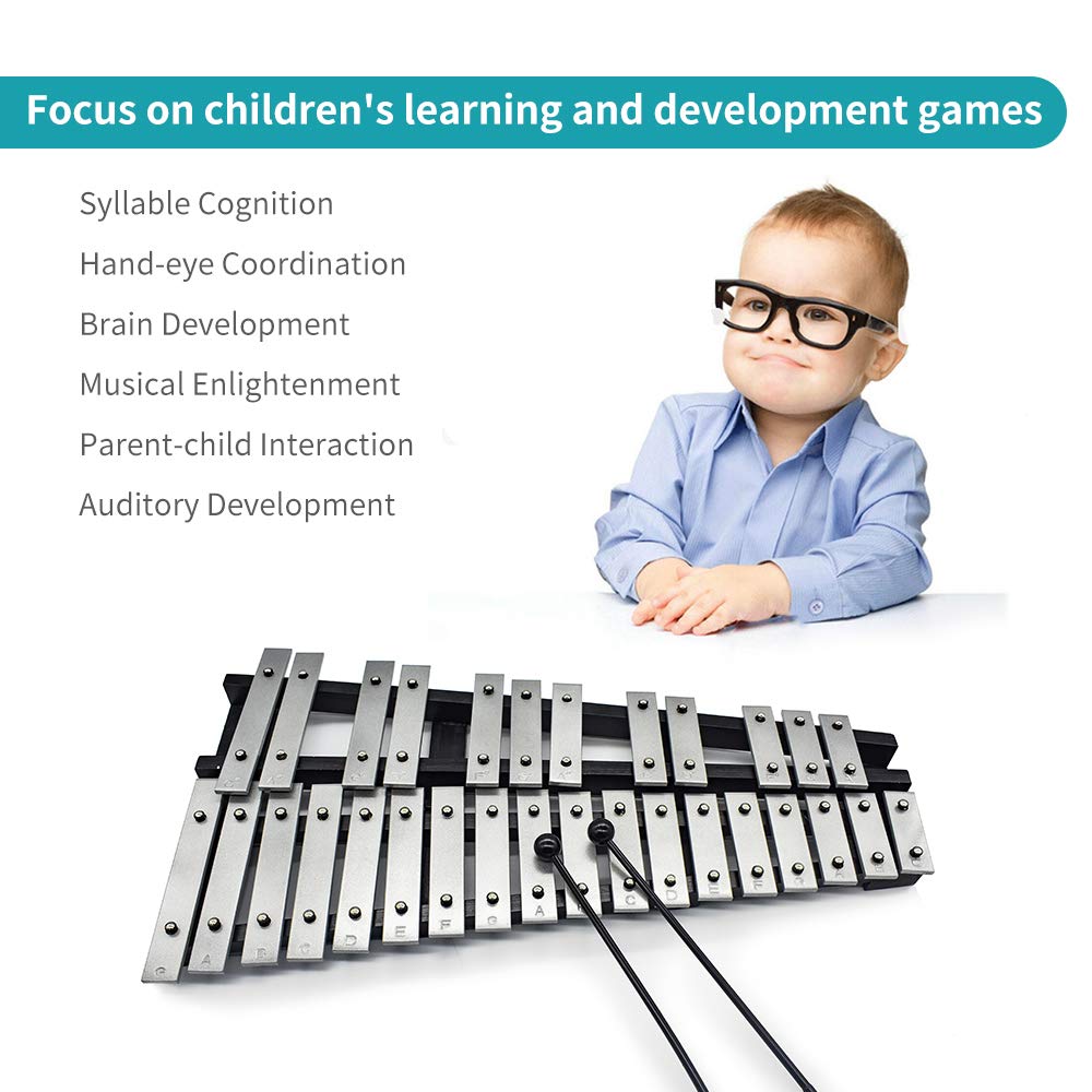 ENNBOM 30 Notes Foldable Glockenspiel Xylophone Vibraphone Percussion Instrument (4 mallets)