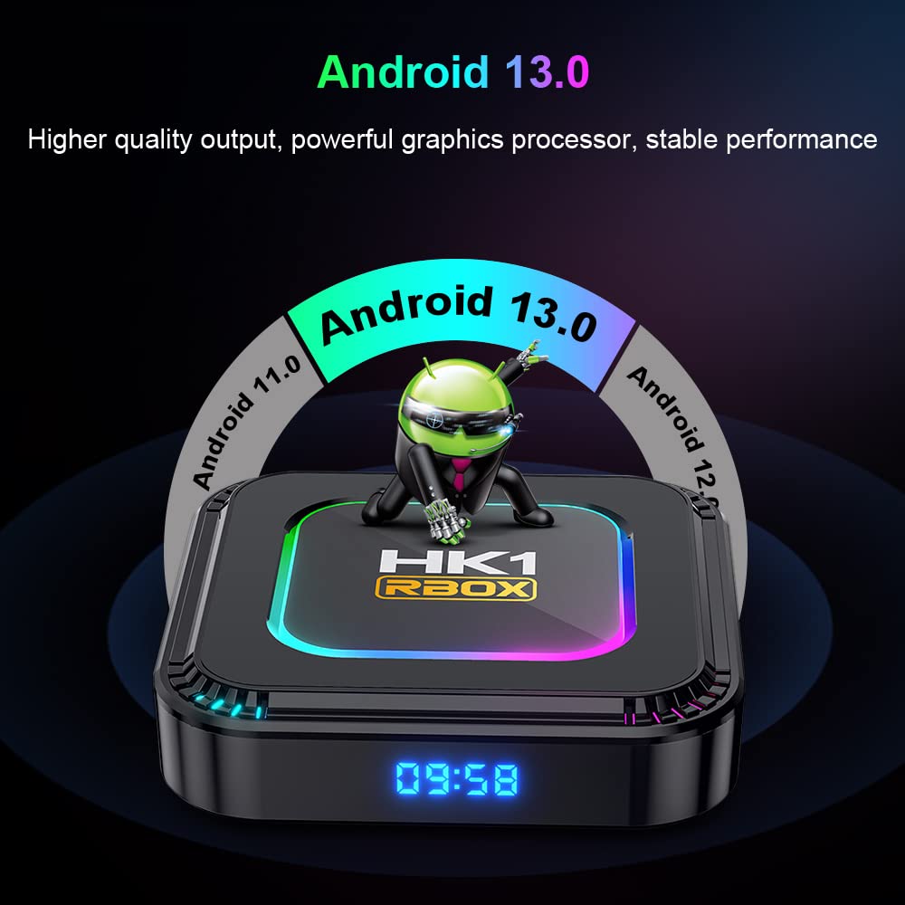 Android 13.0 HK1 Box K8 4GB RAM 64GB ROM Support Dual-WiFi 5G 2.4G WiFi BT 5.0 RK3528 Quad- Core 3D 6K Ethernet LAN 100M