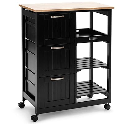 Giantex Kitchen Island Cart with 3 Drawers, Storage Shelves