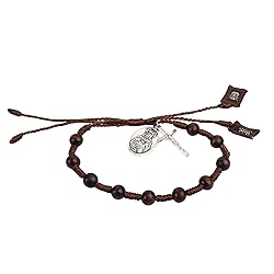 Needzo Brown Scapular Rosary Bracelet, Adjustable
