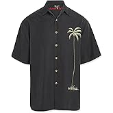 Bamboo Cay Men's Single Palm Embroidered Hawaiian Shirt