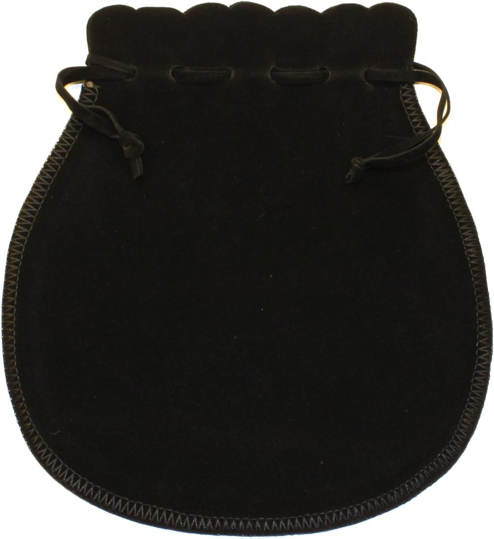 Silver J Black velvet jewellery pouch with drawstring, jewelry bag for
