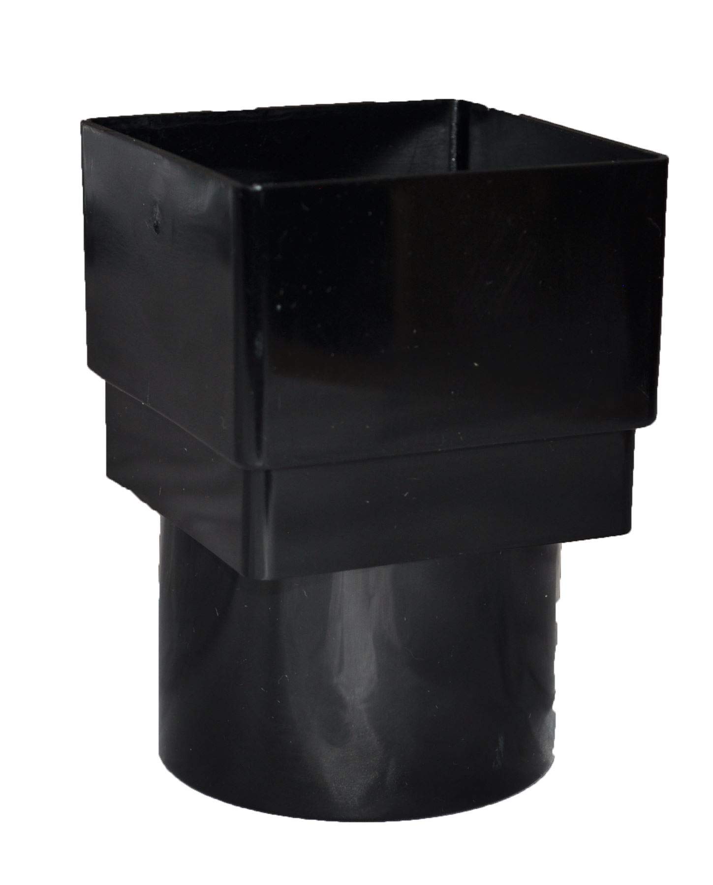Square to Round Downpipe Adapter - Black - Pack of 2
